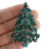 Tulipano Albero di Natale Spilla con gocciolina Spilla con ciondolo Spille in cristallo austriaco verde per regalo di gioielli per feste da donna