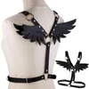 Lederen harnas goth punk lichaamsketen vrouwen kousenbanden band bondage halterneck strand kraag gotische taille schouder ketting chokers5934320