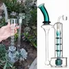 Dwa stypy 25 cm 31 cm wysokość przezroczystą ciemno-zieloną hakah rzędową bong szklaną wodę 14,4 mm Perc Bong