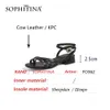 Sophitina Hakiki Deri Yaz Kadın Ayakkabı Sandalet Temel Düz Nötr Dar Bant Rahat Yuvarlak Toe Rahat Günlük Fo362 210513