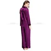Женский шелковый атласный пижамный комплект Пижамная одежда для сна Домашняя одежда S, M, L, XL, 2XL, 3XL Plus Solid__ Подходит для всех сезонов 211215