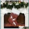Festive Party Supplies Home Gardenchristmas Chaussettes décoratives Elk Snowflake Sac cadeau pour enfants Sacs de Noël Décorations de Noël S