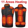 T-shirts d'extérieur 11 zones gilet chauffant veste hommes femmes chauffage électrique thermique chaud vêtements d'hiver auto