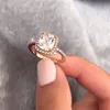 Ins Top Sell Simple Fashion Jewelry Real 925 Sterling Silverrose Gold Cushion Shape White Topaz CZ Diamond Gemstones Eternit2462