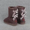 2022 Fashionabla Short 3280 Women Snow Boots 2 Zebra Stripes Bow Keep Warm Boot Fårskinn Plush Boots W Dustbag Card Top Quality