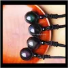 Necklaces & Pendants Drop Delivery 2021 10Mm Natural Stone Black Obsidian Rainbow Eye Beads Ball Pendant Transfer Lucky Love Crystal Jewelry