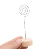 Place Card Holders for Party Decoration Round Wooden Base Photo Memo Clip Wood Stand Office Supplies