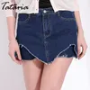 TATARIA Sexy Denim Shorts For Women Plus Size High Waisted Female Vintage Mini Cotton Slim Jeans Short Feminino 210514