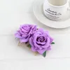 Handgefertigte Stoffblume Rose Braut Haarkamm Kopfschmuck Strand Hochzeit Haare Zubehör Kopfschmuck für Frauen 10 Stück