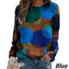 Big Size Vrouwen T-shirt Casual Lange Mouw Geometrische Cirkel Print Losse Top Mode O hals Pullover Tees Lente Tshirt 210526