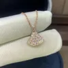 Fashion luxury small skirt diamond necklace ladies fan-shaped pendant rose gold creative high-quality gift