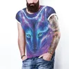 Men's T-Shirts Tee Shirt Men Wolf King Blue Graphic Oversized T-shirt For Personalized Boy Top Casual Clothing Summer Short S2399