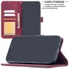 Plånbokstelefonfodral för iPhone 14 13 12 11 Pro Max XR XS X 7 8 Plus dubbla färger Stitching Pu Leather Flip Kickstand Cover Case med kortplatser