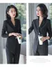 Women's pants suits interview set high-quality fabric professional office ladies blazer Fashionable elegant skirt 210527