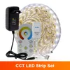 Şeritler LED Strip Light 5050 RGB / RGBW / RGBCCT Esnek Şerit Fita LED LIGH STRIP 60LEDS / M 5M + Dokunmatik RF uzaktan kumanda + DC12V Adaptör Fişi