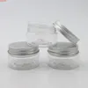 50 pcs/lot bocaux en plastique PET vides couvercles en aluminium argenté Pots transparents cosmétique 30g 1 oz conteneur de haute qualité