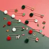 Pins, broches 17 styles Kerst Pompom Pin Santa Snowman Sock Elk Bells Tree Xmas Sieraden Happy Year Gift for Kids Friends