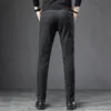 2022 Spring Autumn Business Dress Pants Men elastic midja frostat tyg avslappnad byxor formell social kostym byxdräkt homme 220212