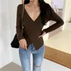 Jesień zima moda sweter V-Neck Cross Sexy Pulowers Dzianiny Damskie Kobiet Z Długim Rękaw Dzianiny Blutwear Skoczków Kobiet Swetry