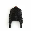 Kobiety Sexy Aplikacje Przezroczyste Dorywczo Czarne Koszule Bluzki Kobiety Z Długim Rękawem Patchwork Mesh Roupas Femininas Topy LS4513 210603