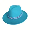 Semplice uomo donna lago blu Fedora cappello jazz stile britannico trilby festa formale berretto panama cappello da cowboy