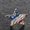 Горячая мода звезда форма американский флаг серьги хрустальные ушные шпильки День независимости 4 июля ювелирные изделия Q0709