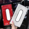 Crystal Car Tissue Box Towel Sets Sun Visor Holder Auto Interior Storage Decoration Accessories 210818