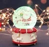 Music Toy Santa Claus Crystal Ball Christmas Lights rotating snow box of Gifts Kids Toys