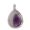 Natural Gemstone Water-drop Shape Nostalgic Style Men Women Pendant Amethyst Rose Quartz Heal Crystal Necklace Charm Fashion Reiki Stone Jewelry Wholesale