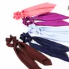 4PCS Fashion Solid Color Elastic Bands For Women Long Ribbon Ponytail Holder Scarf Hair Scrunchies Ties HairS Accessaries