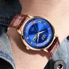 Lige男性を見るトップブランドの高級超薄いスポーツクォーツ腕時計メンズファッションレザー防水カジュアルクロック男性210527