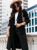 Femmes Mélanges De Laine Midi Longs Manteaux Et Vestes Femmes Hiver Caban Chaud Survêtement Simple Poitrine Solide Pardessus Casual Trench Coat