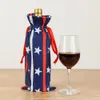 Amerikanska självständighetsdagen Party Wine Bottle Cover Stjärnor och Stripes Vin Flaskor Väskor Holiday Decoration Presentväska RRRD6765