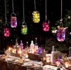 2022 Ny Solar LED Mason Jar Lights Up Lock 2m 20 LED String Fairy Star Lights With Handtag För Regular Mouth Jars Garden Decor