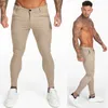 Gingtto heren broek casual broek skinny stretch chinos slim fit broek plaid check mannen 210707