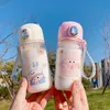 Cute Bear Water Tumblers Student Portable Cups Little Girl Cartoon Large Capacity Coffee Handle Couple Cup