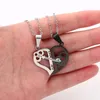 Pendanthalsband Enkelt halsband Justerbar dubbelf￤rg 2 datorer Gift Trasiga hj￤rt￤lskare smycken par Key Locket