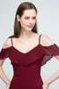 Elegant A Line Burgundy Bridesmaid Dresses Sexy V Neck Chiffon Long Backless Wedding Evening Dress