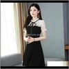 Casual Womens Clothing Apparel Drop Delivery 2021 Spring Summer Black White Lace Sexy Mini 3Xl Plus Size Vintage Runway Dresses Elegant Women