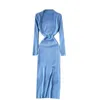 エレガントなセーターニットドレス秋の服2021新しい気質スクエアネックスリムフィットドレスSplit Base Dress Vestidos Y1204
