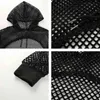 Streetwear Solid Fishnet Hoodie Kvinnor Sommarperspektiv Outwear Långärmad Sweatshirt Sexiga Beskuren Toppar Femme 210510