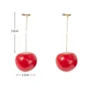 Bohemian Fruit Resin Red 1Pair Cherry Dangle Örhängen Mode Trend Metal Örhängen för Kvinnor Geometriska Smycken Gifts