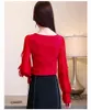 Moda Seksi V Yaka Uzun Kollu Kadın Bluz Sonbahar Ofis Fırfır Gömlek Katı Parlak Sıkı İnce Blusa Beyaz Pembe 790A 210420 Tops