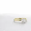 Solid 10K Yellow Gold Round Brilliant Cut 0.5 ct Moissanite 4 Prong Solarite Lab Diamond Engagement Ring For Women