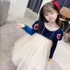 Girls Gold Velvet Princess Dresses For Year Autumn Children'S Costumes Winter Long-Sleeve Christmas 210625