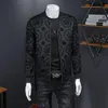 Męskie Kurtki Korona Rocznika Kurtka Mężczyźni 2021 Wiosna Męskie Koreański Slim Club Outfit Bomber Black Print Jaqueta Masculina