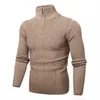 Mężczyźni sweter Sweter High Neck Jesień Zima Męski Turtleneck Ciepłe Dzianiny Sweter Slim Fit Pół Zip Casual Solid Color Płaszcz Y0907