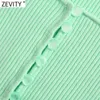 Zevity Women Vintage Square Collar Slim Short Green Knitting Sweater Kvinna Chic Sommar Tunna Cardigans Beskurna Toppar S718 210603