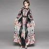 Runway Designer Spring Bow Shirt Dresses Women Long Sleeve Robe Fashion black Print Beach Holiday Maxi Vestdios 210519