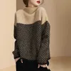 Ebaihui Jesień Wiosna Dziewiarska Turtleneck Swetry Luźny Sweter Multi Color Downing Długi Rękaw Minimalizm 211018